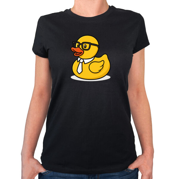 Damen T-Shirt Quietscheente Büro Comic Gummiente