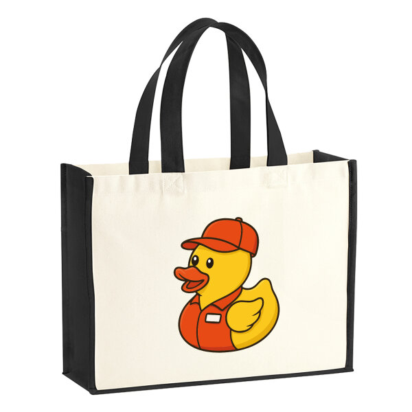 Jutetasche Quietscheente Einzelhandel Comic Gummiente 21 Liter Black