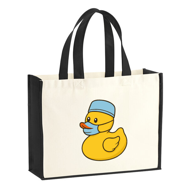 Jutetasche Quietscheente Gesundheits- und Krankenpflege Comic Gummiente 21 Liter Black