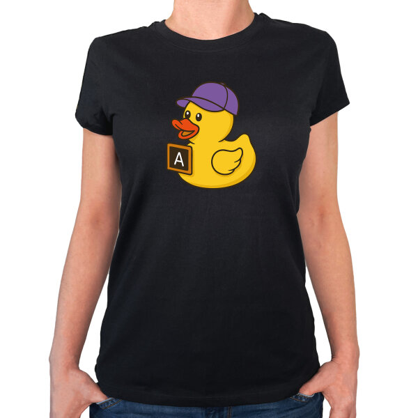 Damen T-Shirt Quietscheente Erziehung Comic Gummiente