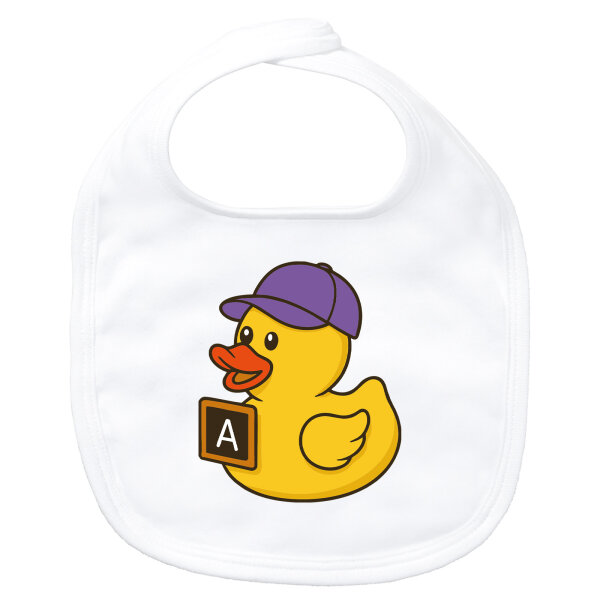 Baby Lätzchen Quietscheente Erziehung Comic Gummiente Klettverschluss