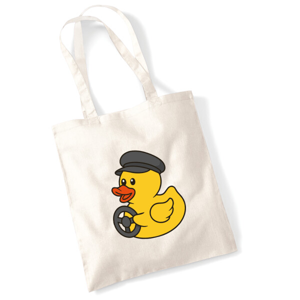Jutebeutel Quietscheente Kraftfahrt Comic Gummiente 10 Liter