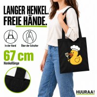 Jutebeutel Quietscheente Küche Comic Gummiente 10 Liter