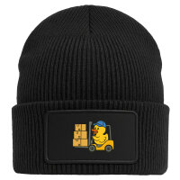 Beanie mit Patch Quietscheente Lager Comic Gummiente Black