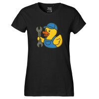 Damen T-Shirt Quietscheente Mechatronik Comic Gummiente