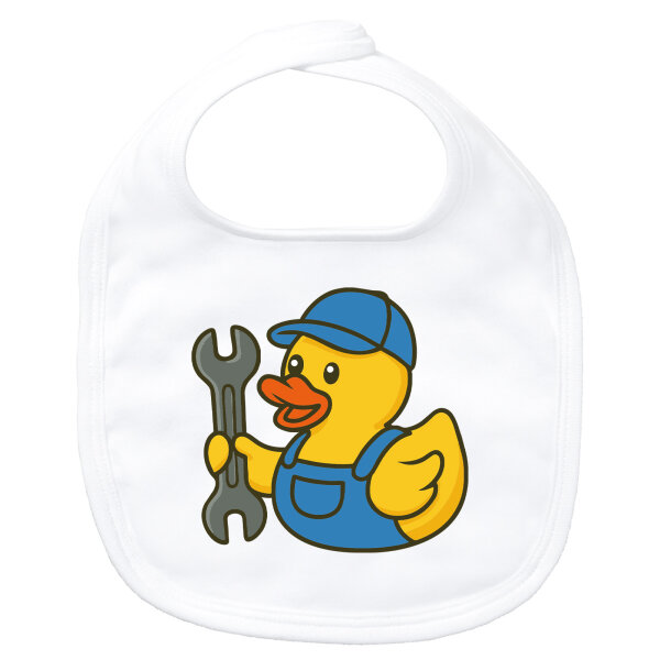 Baby Lätzchen Quietscheente Mechatronik Comic Gummiente Klettverschluss