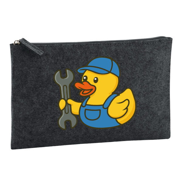 Kulturbeutel Quietscheente Mechatronik Comic Gummiente 1 Liter Charcoal