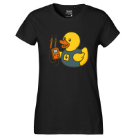 Damen T-Shirt Quietscheente Elektronik Comic Gummiente