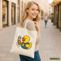 Jutebeutel Quietscheente Elektronik Comic Gummiente 10 Liter