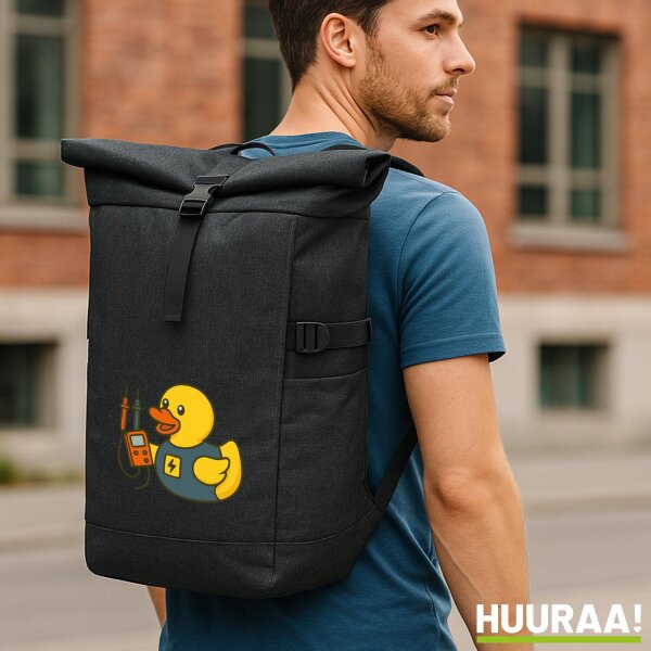 Kurierrucksack Quietscheente Elektronik Comic Gummiente 30-44 Liter Black Melange
