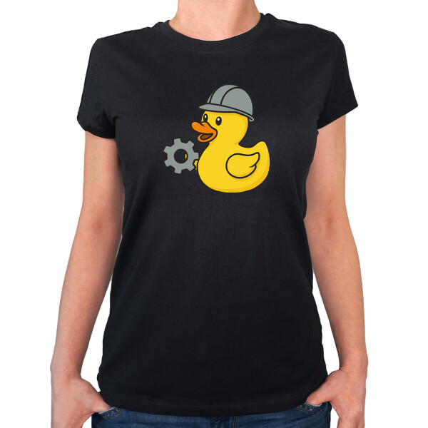 Damen T-Shirt Quietscheente Maschinenbau Comic Gummiente