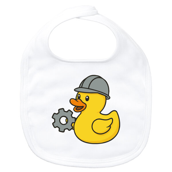 Baby Lätzchen Quietscheente Maschinenbau Comic Gummiente Klettverschluss