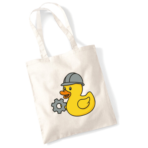 Jutebeutel Quietscheente Maschinenbau Comic Gummiente 10 Liter