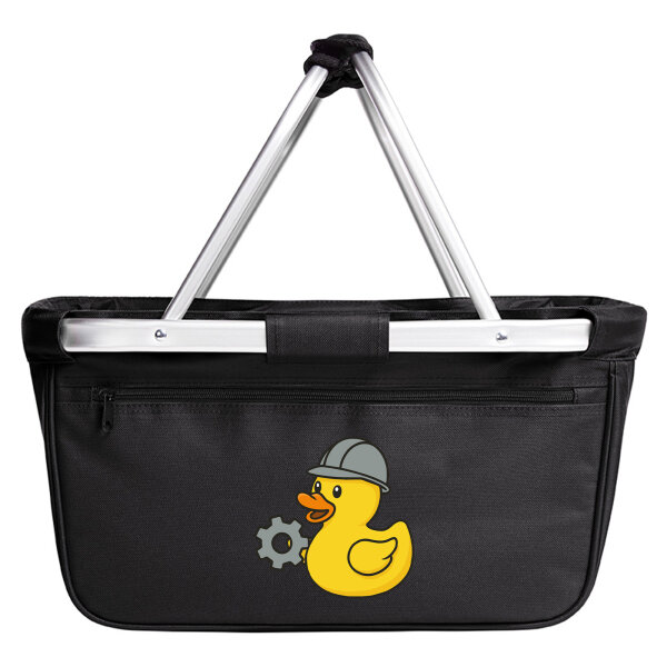 Einkaufskorb faltbar Quietscheente Maschinenbau Comic Gummiente 20 Liter Black