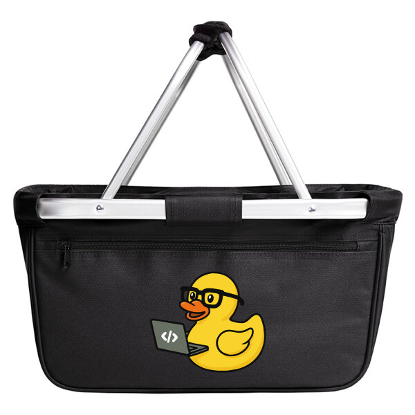Einkaufskorb faltbar Quietscheente Softwareentwicklung Comic Gummiente 20 Liter Black