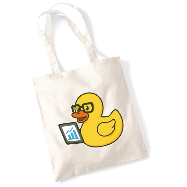 Jutebeutel Quietscheente Datenanalyse Comic Gummiente 10 Liter