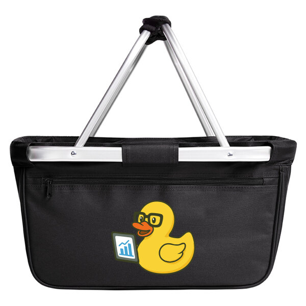 Einkaufskorb faltbar Quietscheente Datenanalyse Comic Gummiente 20 Liter Black