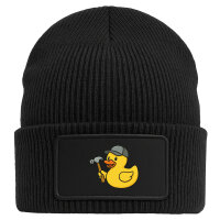 Beanie mit Patch Quietscheente Handwerk Comic Gummiente...