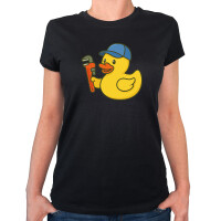 Damen T-Shirt Quietscheente Installation Comic Gummiente