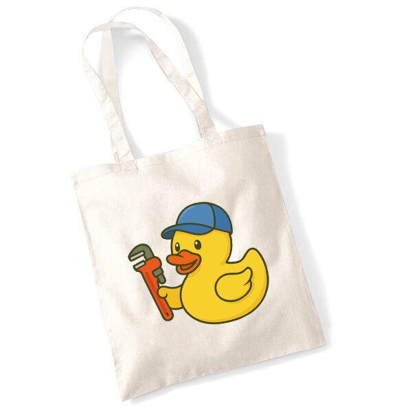 Jutebeutel Quietscheente Installation Comic Gummiente 10 Liter