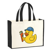 Jutetasche Quietscheente Installation Comic Gummiente 21...