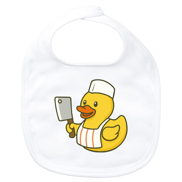 Baby Lätzchen Quietscheente Metzgerei Comic Gummiente Klettverschluss