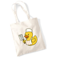Jutebeutel Quietscheente Metzgerei Comic Gummiente 10 Liter