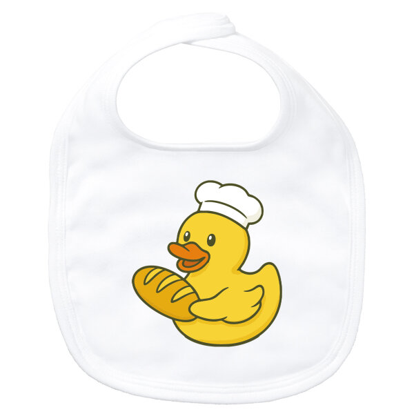 Baby Lätzchen Quietscheente Bäckerei Comic Gummiente Klettverschluss