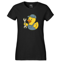 Damen T-Shirt Quietscheente Kfz-Mechatronik Comic Gummiente