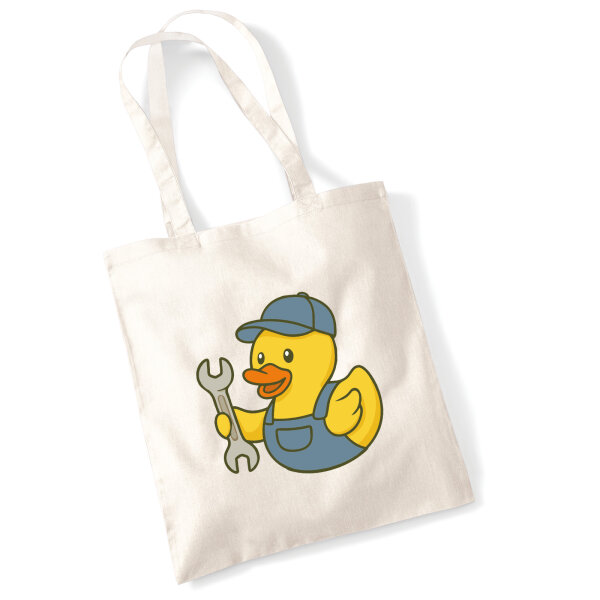 Jutebeutel Quietscheente Kfz-Mechatronik Comic Gummiente 10 Liter