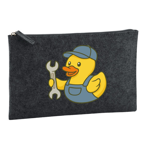 Kulturbeutel Quietscheente Kfz-Mechatronik Comic Gummiente 1 Liter Charcoal