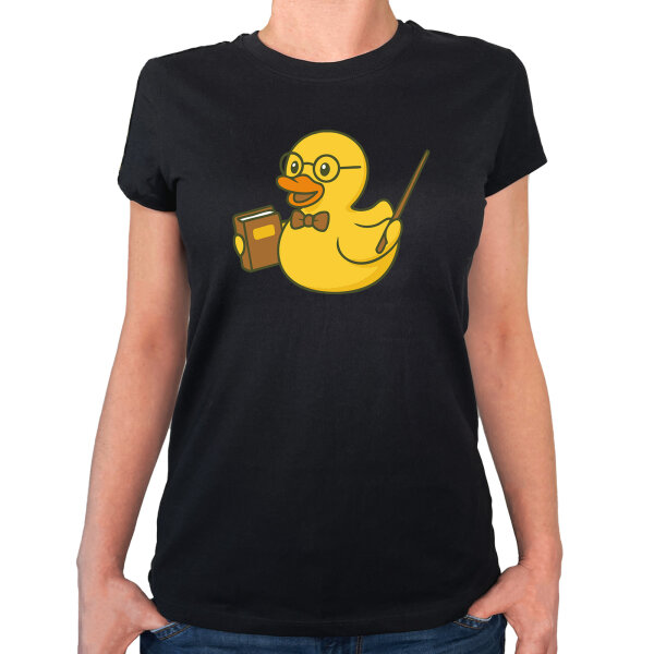 Damen T-Shirt Quietscheente Lehrer Comic Gummiente