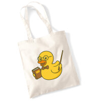 Jutebeutel Quietscheente Lehrer Comic Gummiente 10 Liter