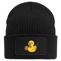 Beanie mit Patch Quietscheente Lehrer Comic Gummiente Black