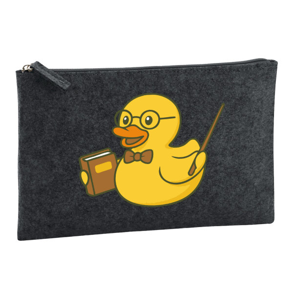 Kulturbeutel Quietscheente Lehrer Comic Gummiente 1 Liter Charcoal
