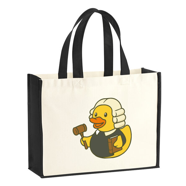 Jutetasche Quietscheente Jurist Comic Gummiente 21 Liter Black