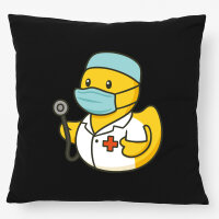 Kissen Quietscheente Medizin Comic Gummiente 40x40cm