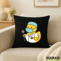 Kissen Quietscheente Medizin Comic Gummiente 40x40cm