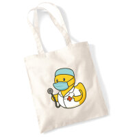 Jutebeutel Quietscheente Medizin Comic Gummiente 10 Liter