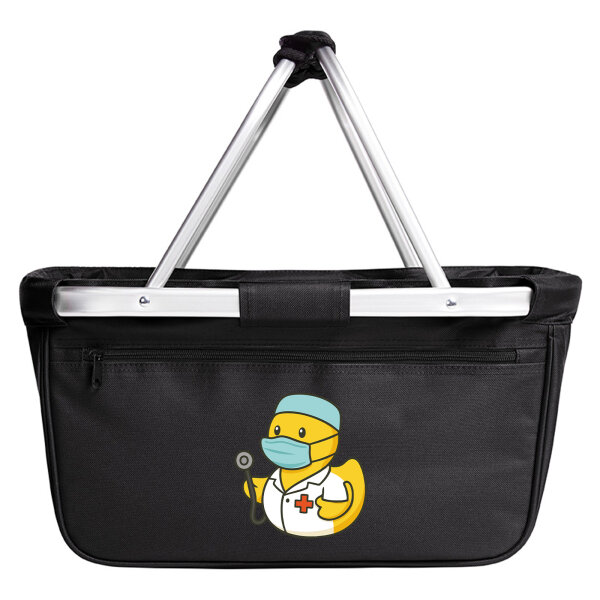 Einkaufskorb faltbar Quietscheente Medizin Comic Gummiente 20 Liter Black