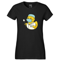 Damen T-Shirt Quietscheente Zahnmedizin Comic Gummiente