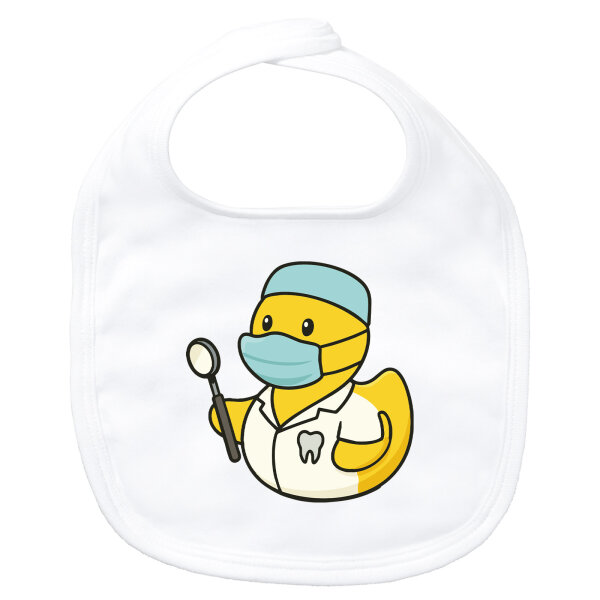 Baby Lätzchen Quietscheente Zahnmedizin Comic Gummiente Klettverschluss