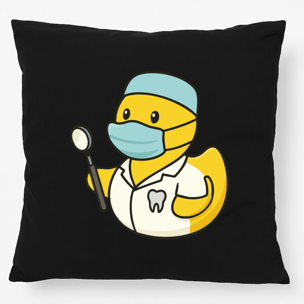Kissen Quietscheente Zahnmedizin Comic Gummiente 40x40cm