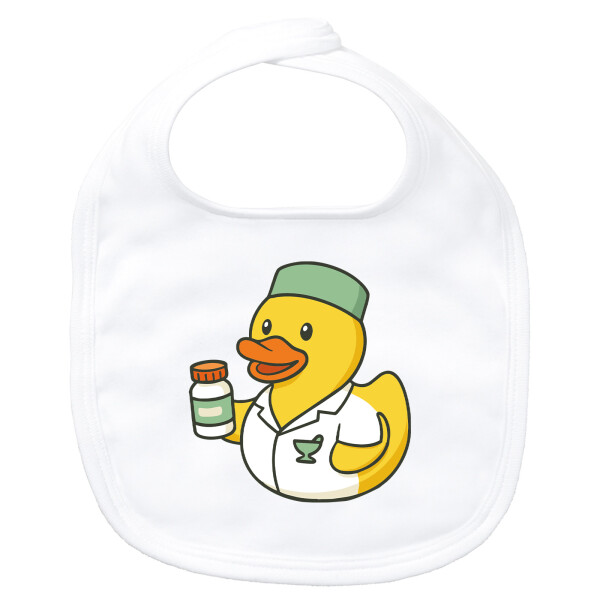 Baby Lätzchen Quietscheente Pharmazie Comic Gummiente Klettverschluss