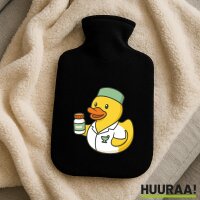 W&auml;rmflasche Quietscheente Pharmazie Comic Gummiente