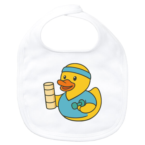 Baby Lätzchen Quietscheente Physiotherapie Comic Gummiente Klettverschluss