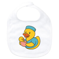 Baby Lätzchen Quietscheente Hebamme Comic Gummiente...