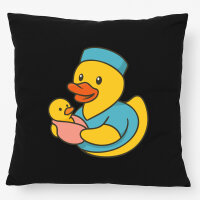 Kissen Quietscheente Hebamme Comic Gummiente 40x40cm