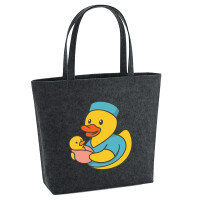 Filz Shopper Quietscheente Hebamme Comic Gummiente 22 Liter