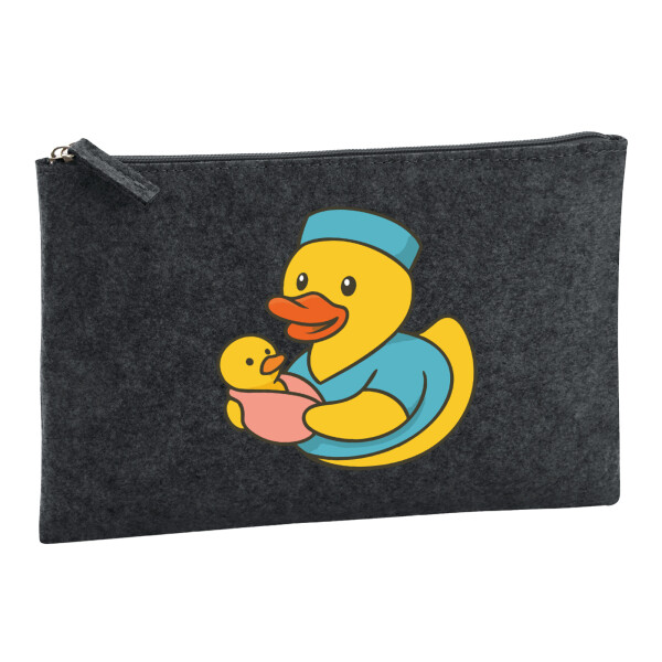 Kulturbeutel Quietscheente Hebamme Comic Gummiente 1 Liter Charcoal